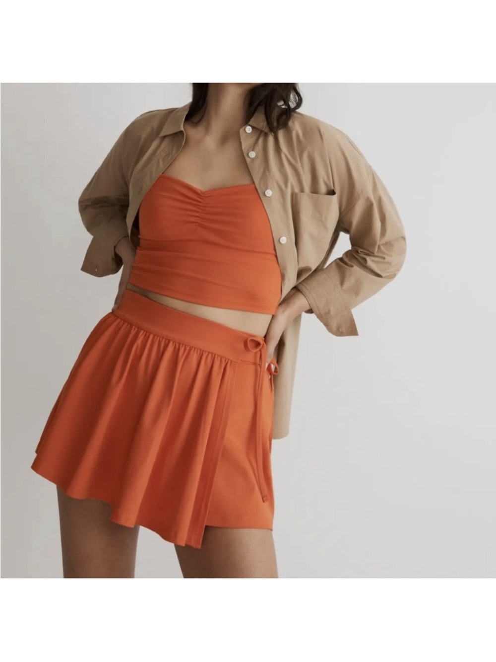 Madewell Tangerine Flex Wrap Side-Tie Skort
